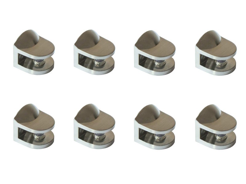 Rmdusk Wall Mounted Adjustable Shelf Brackets Shelf Clips Metal Clamps Holder Brushed Nickel for 4-8mm Glass Acrylic Wood (Set of 8) - Image 1